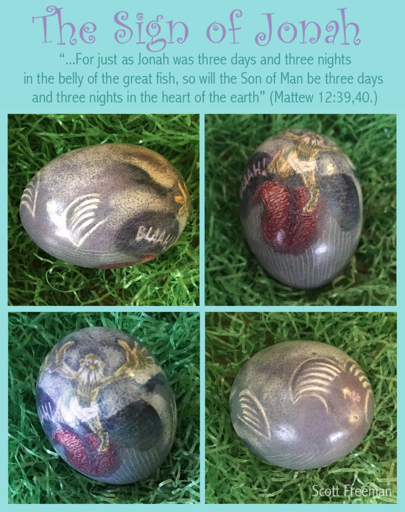 decorated eggs, Jonah and the fish